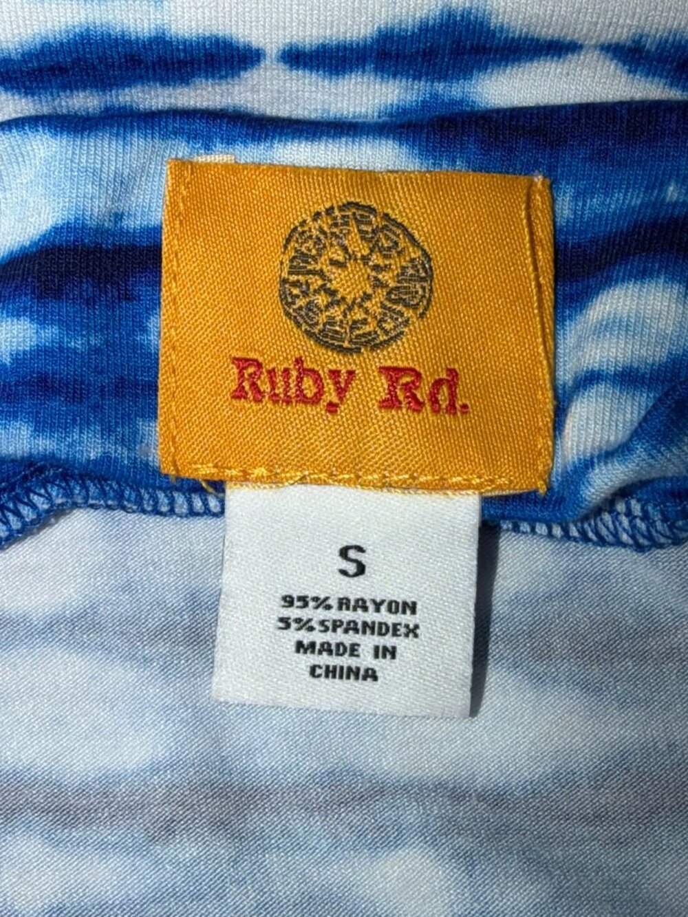 Ruby Rd. Blue & White Ruched Side Top – Size Small - Picture 4 of 12